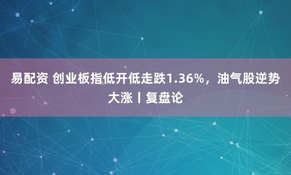 易配资 创业板指低开低走跌1.36%，油气股逆势大涨丨复盘论
